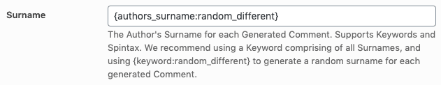 Page Generator Pro: Tutorial: Generate Comments: Surname