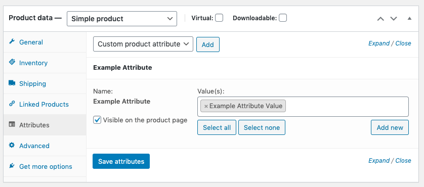 WordPress to Buffer Pro: WooCommerce: Attributes: Product