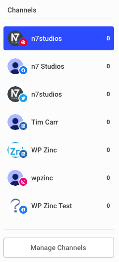 WordPress to Buffer Pro: Buffer: Manage Channels