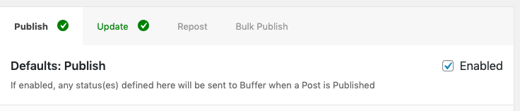 WordPress to Buffer Pro: Status: Enabled