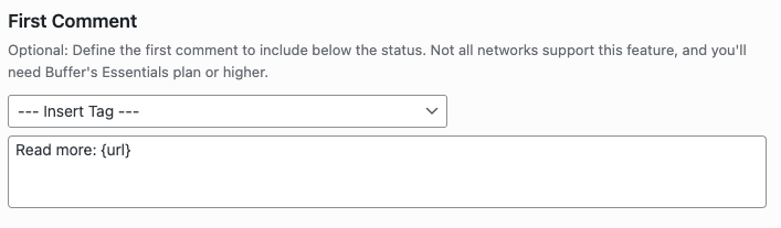 WordPress to Buffer Pro: Status: First Comment