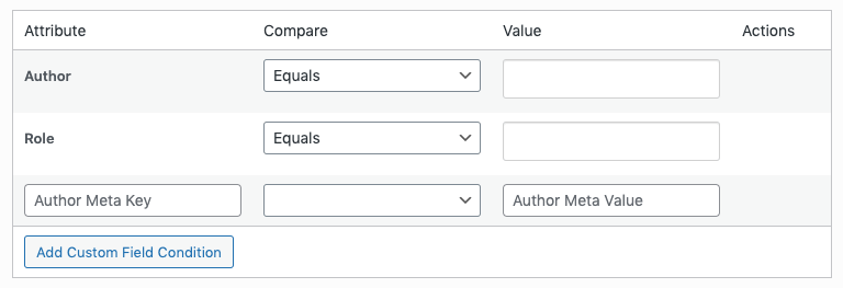 WordPress to Buffer Pro: Status Settings: Author Conditions