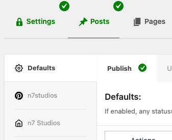 WordPress to Hootsuite Pro: Status Settings: Profiles Tabs