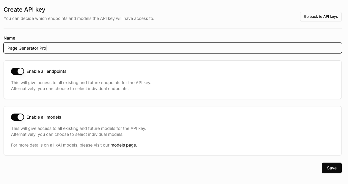 Page Generator Pro: Grok AI: Create API Key