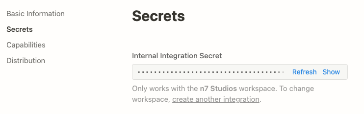 Page Generator Pro: Settings: Integration: Notion: Internal Integration Secret
