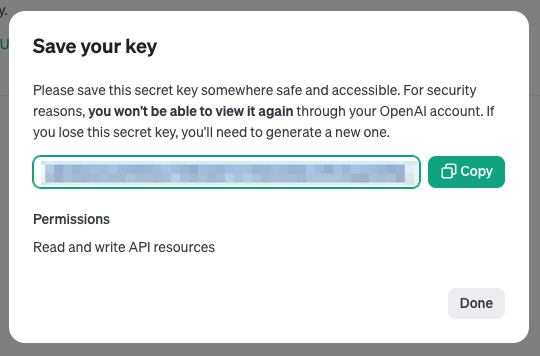Page Generator Pro: Settings: Integrations: OpenAI: Create Secret Key
