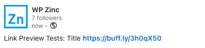 WordPress to Buffer Pro: Status: Link Preview: Disabled: LinkedIn
