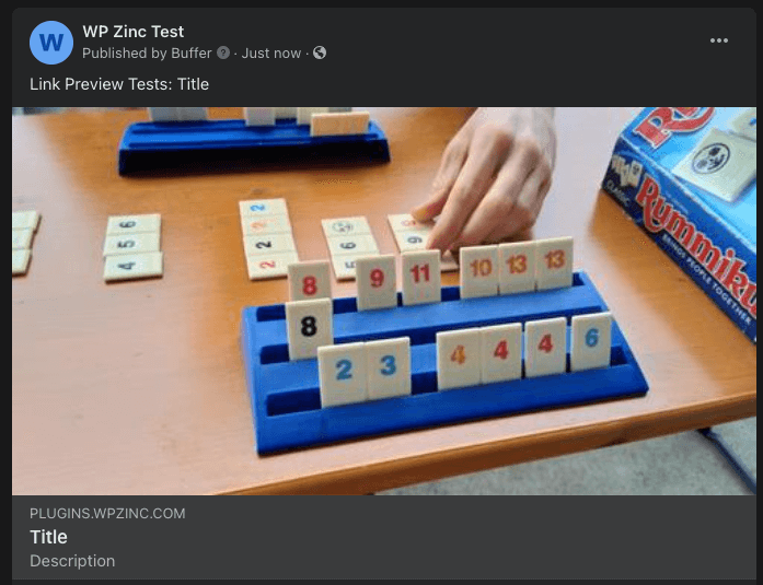 WordPress to Buffer Pro: Status: Link Preview: OpenGraph: Facebook