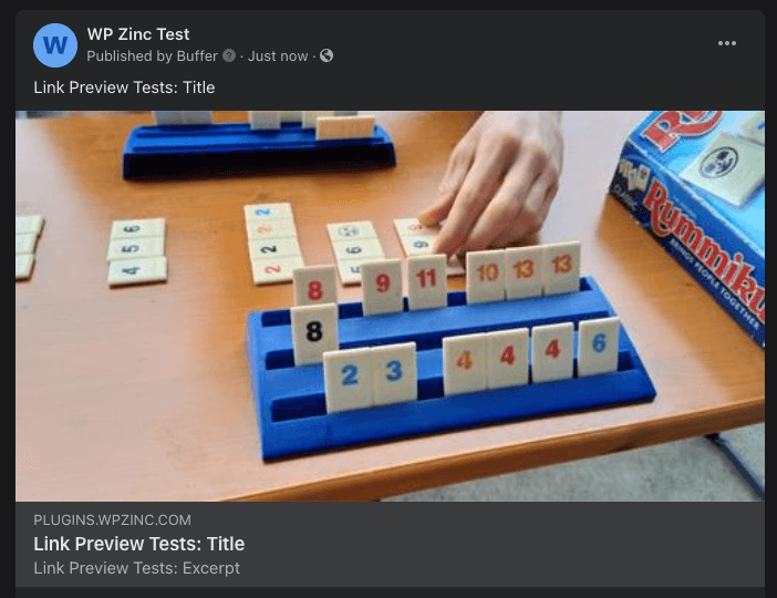 WordPress to Buffer Pro: Status: Link Preview: Use Feat. Image, Linked to Post: Facebook