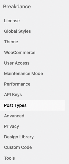 Page Generator Pro: Generate: Content: Breakdance Builder: Post Types Menu