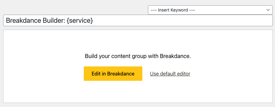 Page Generator Pro: Generate: Content: Breakdance Builder
