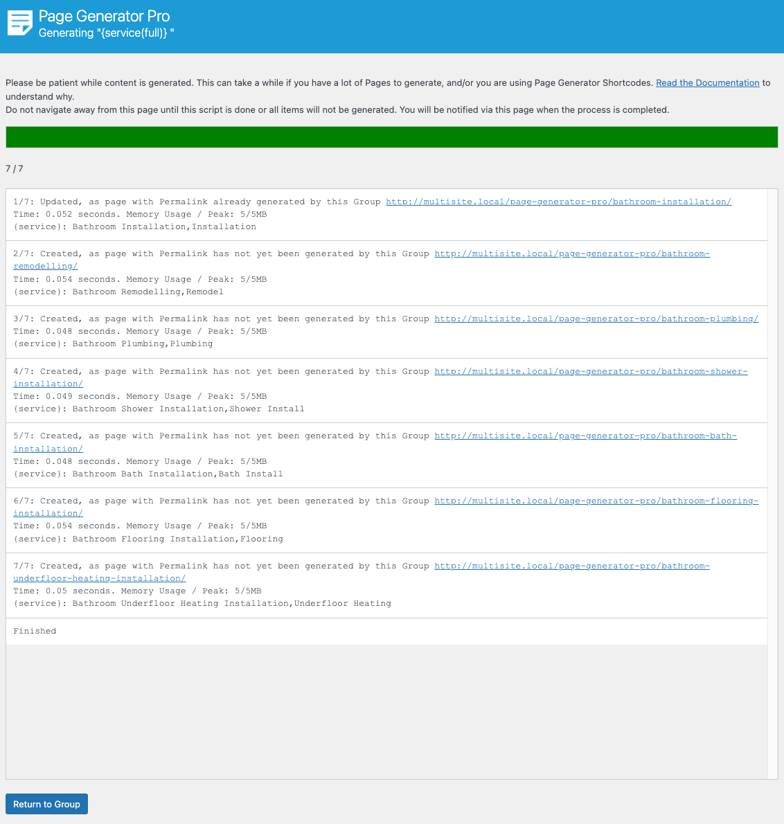 Page Generator Pro: Tutorial: Using a CSV File: Generate via Browser Log