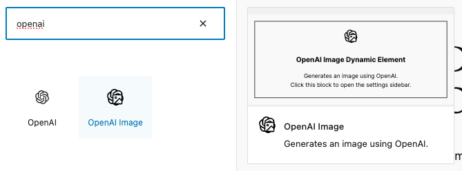 Page Generator Pro: Dynamic Elements: OpenAI Image (Dall-e 3): Gutenberg