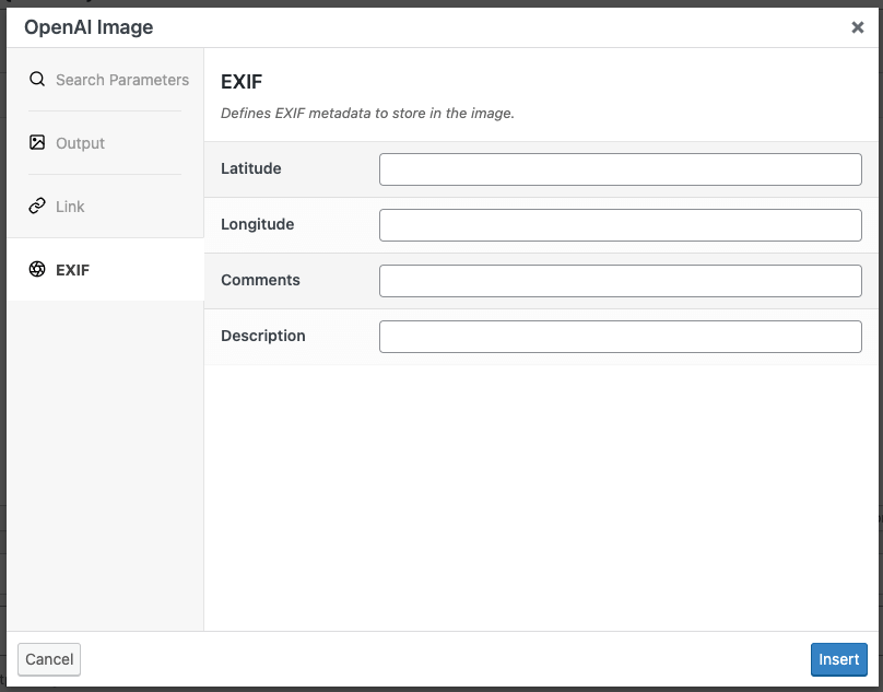 Page Generator Pro: Dynamic Elements: OpenAI Image (Dall-e 3): EXIF