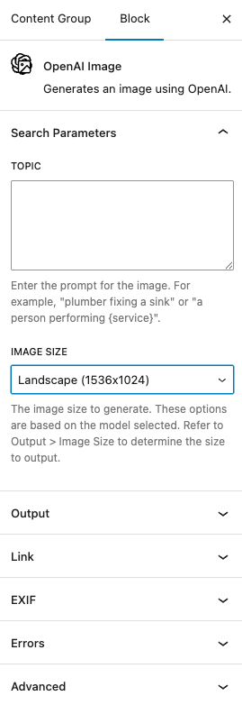 Page Generator Pro: OpenAI Image Dynamic Element: Gutenberg