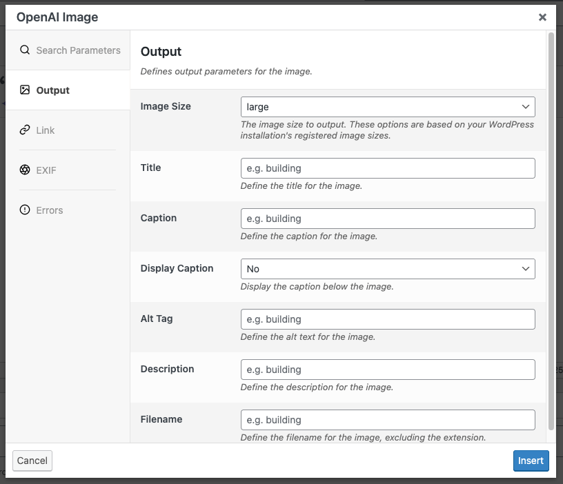Page Generator Pro: OpenAI Image Dynamic Element: Output