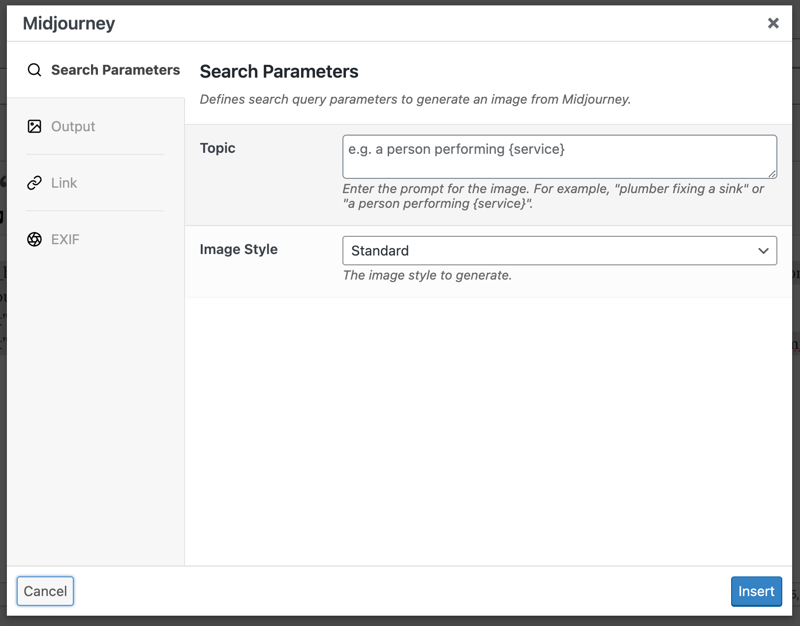 Page Generator Pro: Dynamic Elements: Midjourney: Search