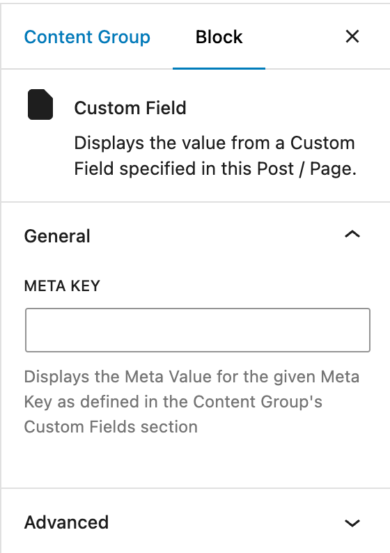 Page Generator Pro: Dynamic Elements: Custom Field: Gutenberg: Configuration