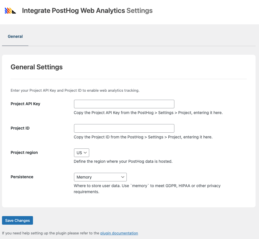Integrate PostHog Web Analytics: Settings