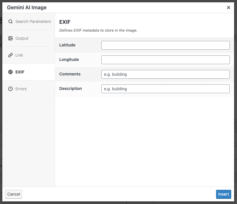 Page Generator Pro: Dynamic Elements: Gemini AI: EXIF