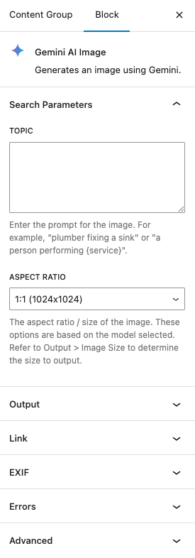 Page Generator Pro: Gemini AI Image Dynamic Element: Gutenberg