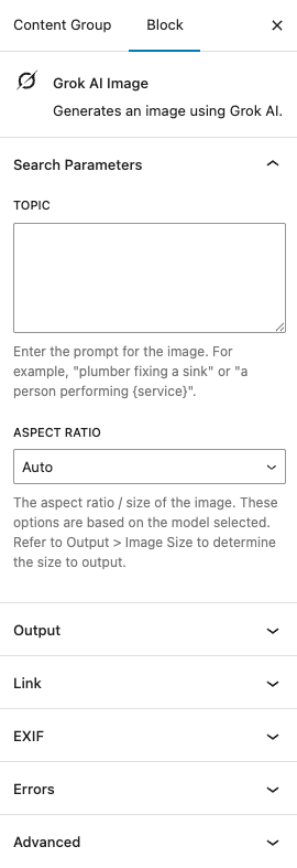 Page Generator Pro: Grok AI Image Dynamic Element: Gutenberg