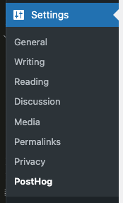 PostHog WordPress Plugin: Settings Menu