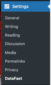 DataFast Web Analytics for WordPress: Menu