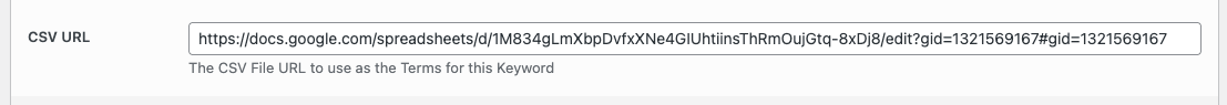 Page Generator Pro: Keywords: Google Sheet: CSV URL