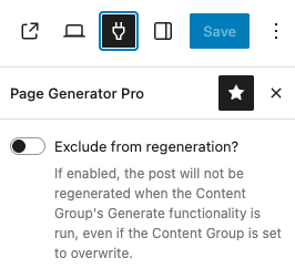 Page Generator Pro: Gutenberg: Exclude from Regeneration Sidebar