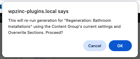 Page Generator Pro: Regenerate: Confirm