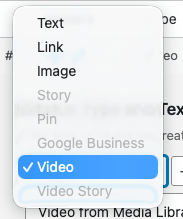 WordPress to Buffer Pro: Status Type: Video