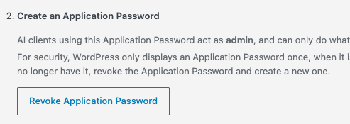 Page Generator Pro: MCP: Revoke Application Password