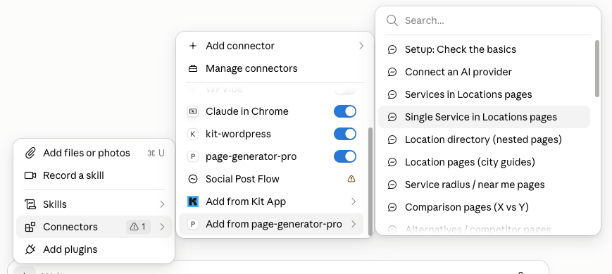 Page Generator Pro: MCP: Tutorial: Prompt Selection