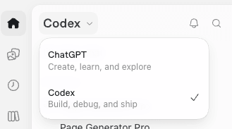 Page Generator Pro: MCP: ChatGPT: Select Codex